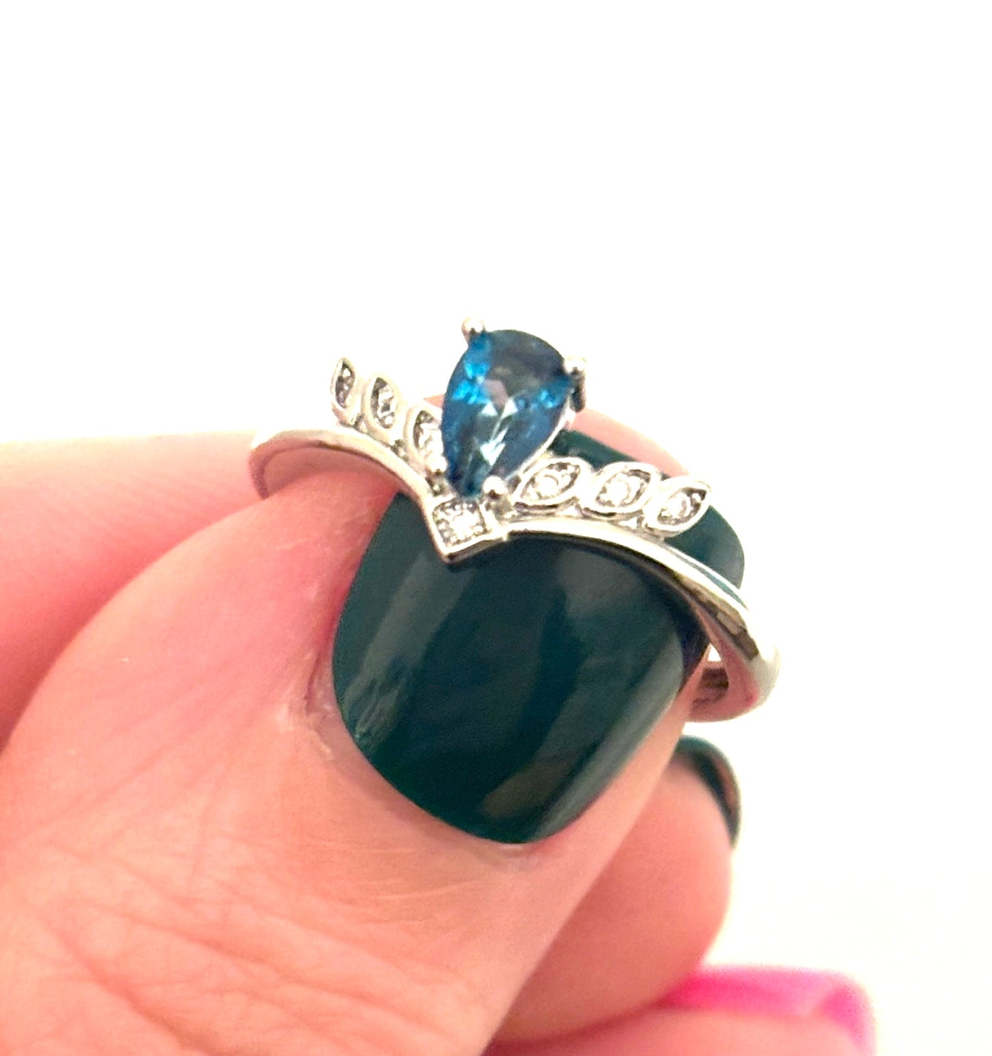 Beautiful London Blue Topaz High Grade Rare Adjustable Ring (Brazil)