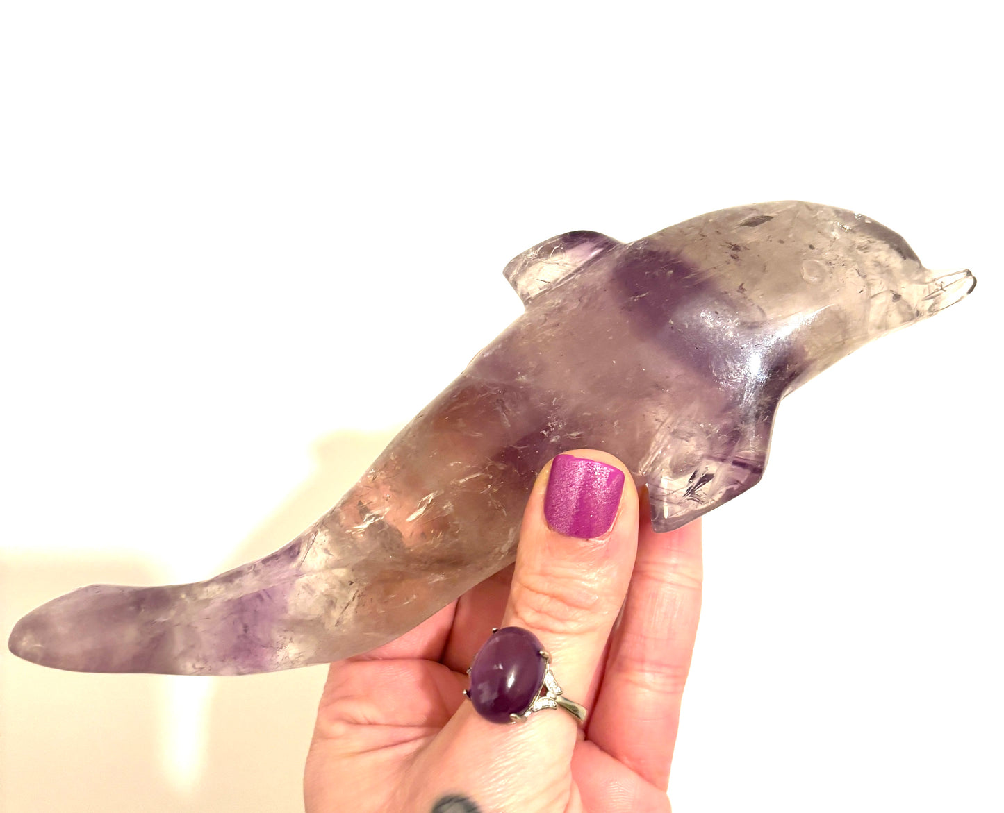 Phantom Amethyst High Grade Extremely Rare Dolphin Carving (Brazil)