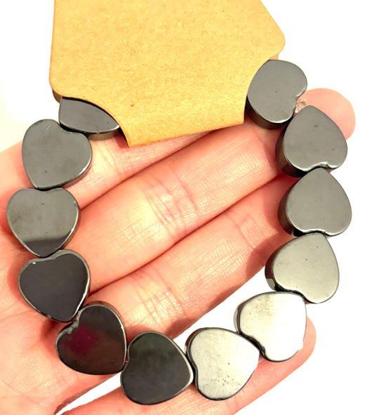 Hematite Chunky Heart Bracelet