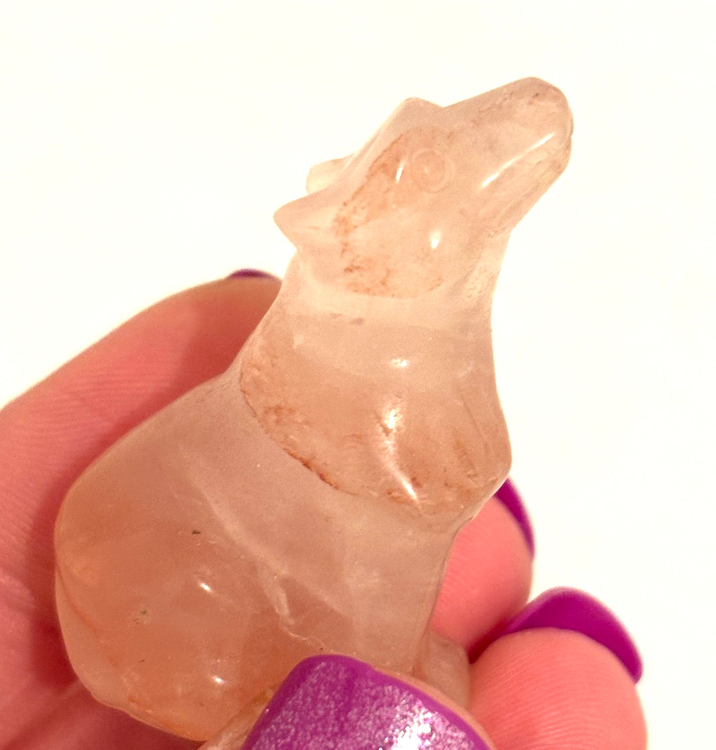 Fire Quartz Small Wolf Carving