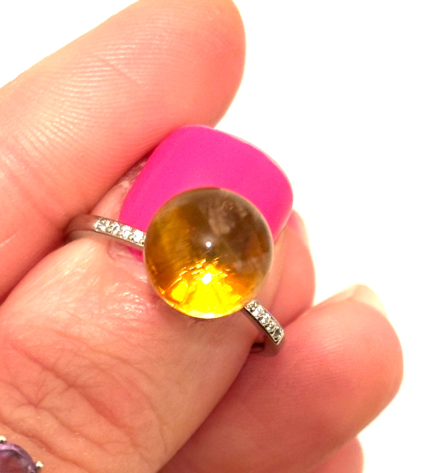 Natural Citrine Phantom High Grade Very Rare Sterling Silver Adjustable Ring (Special Price!)