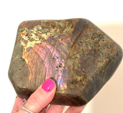 Rainbow Labradorite (Mainly Pink/Purple) High Grade 1.3 Kilo Freeform (Freestanding)