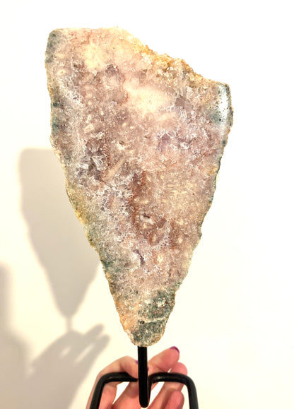 Pink, Purple Amethyst (With Moss Agate) 1 Kilo High Grade Double Sided Slab on Stand (Brazil)