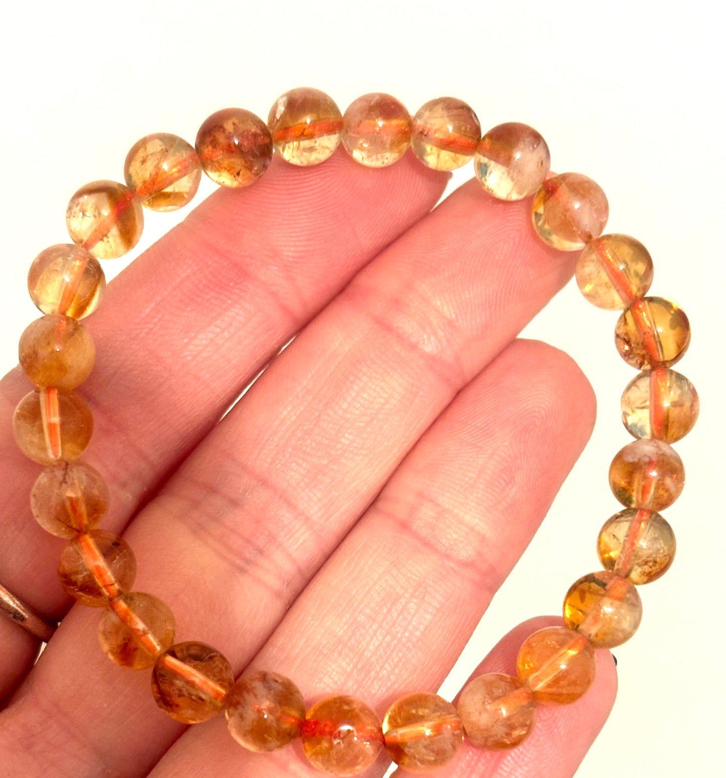 Natural Orange Phantom High Grade Super Rare Citrine Beaded Bracelet