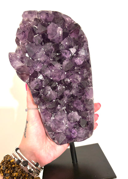 Russian Amethyst Super Rare Highest Grade 2.8 Kilo Cluster on Stand