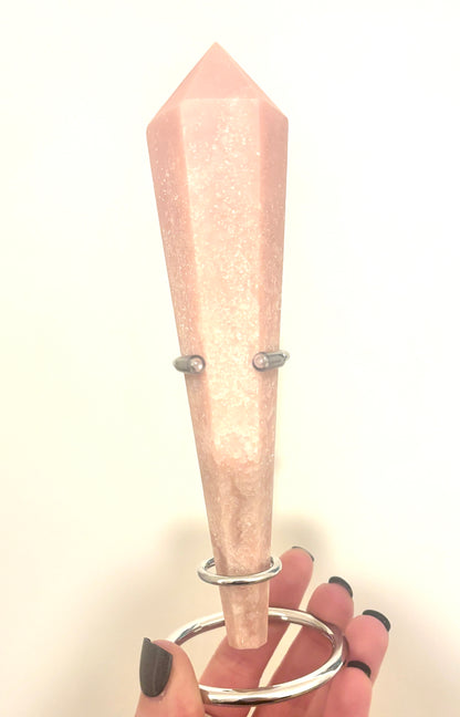 Pink Opal High Quality Wand on Stand