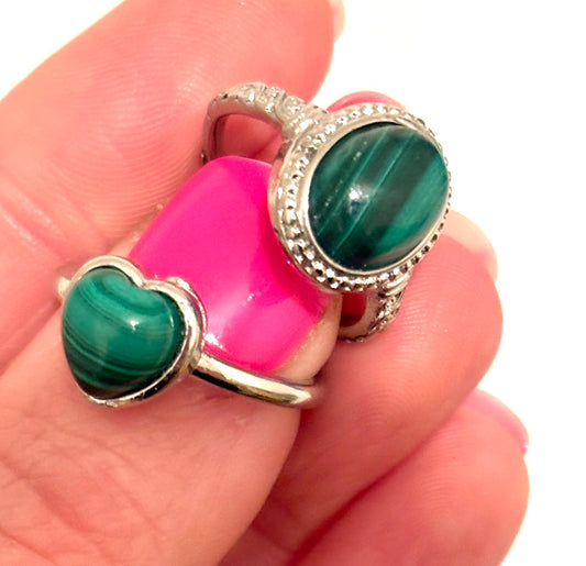 Malachite (New in!) Silver Plated Adjustable Ring