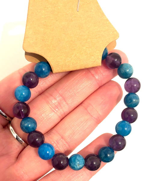 Amethyst and Apatite Highest Grade Beaded Bracelet