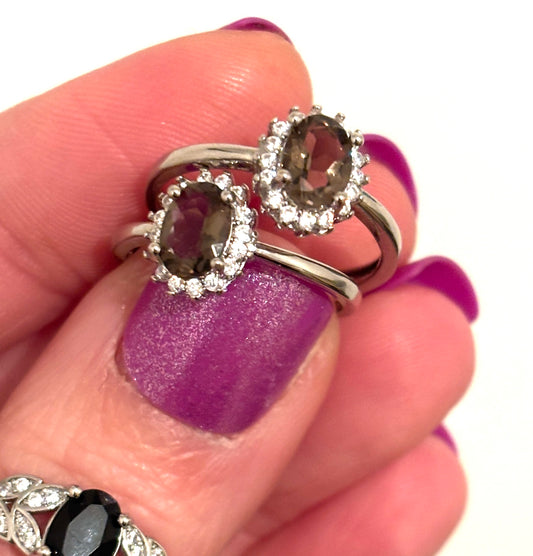 Smokey Quartz High Grade Adjustable Ring Selection Sterling Silver