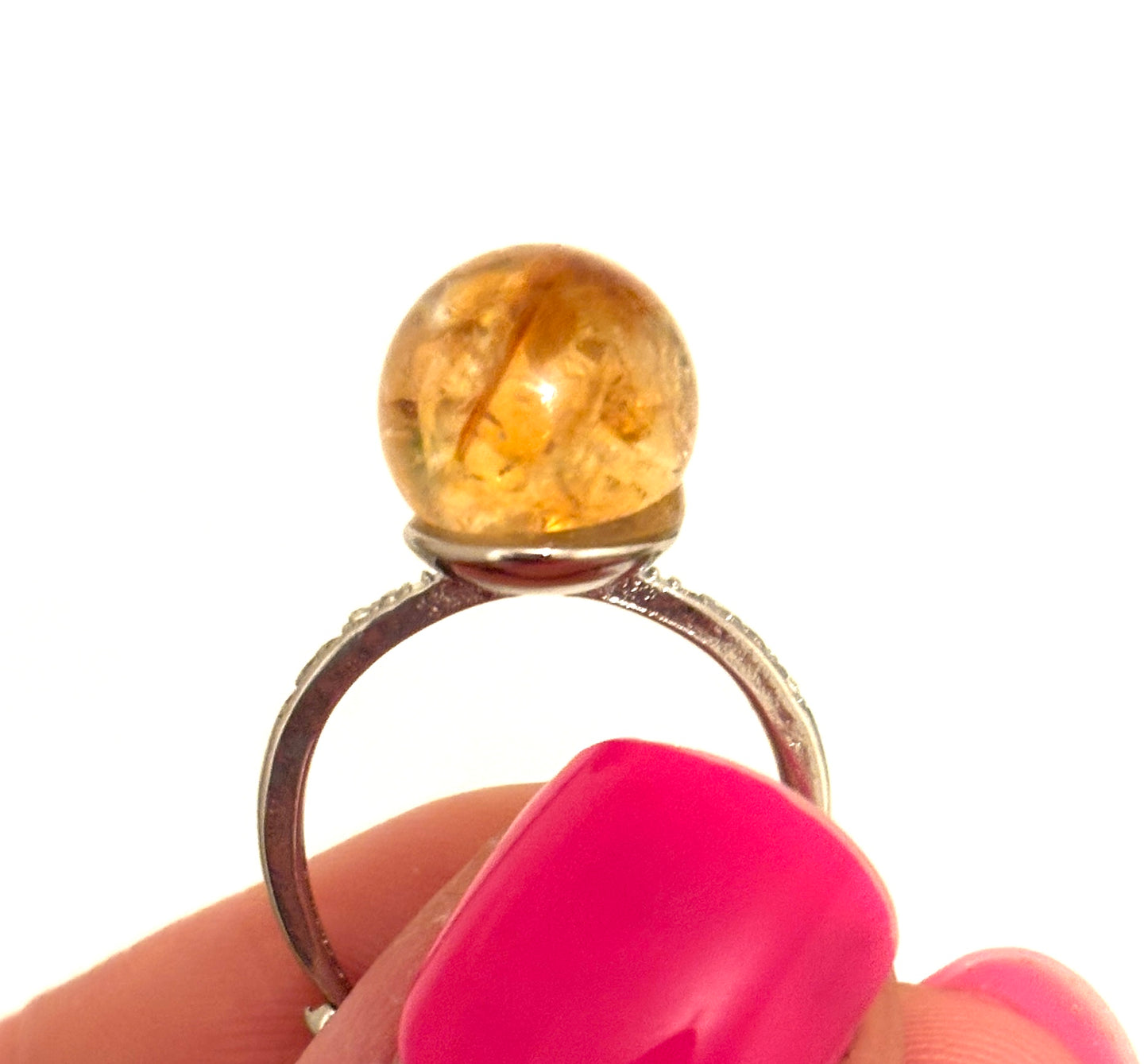 Natural Citrine Phantom High Grade Very Rare Sterling Silver Adjustable Ring (Special Price!)