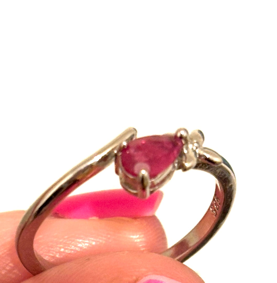 Pink Tourmaline High Grade Sterling Silver Adjustable Ring