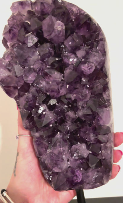 Russian Amethyst Super Rare Highest Grade 2.8 Kilo Cluster on Stand